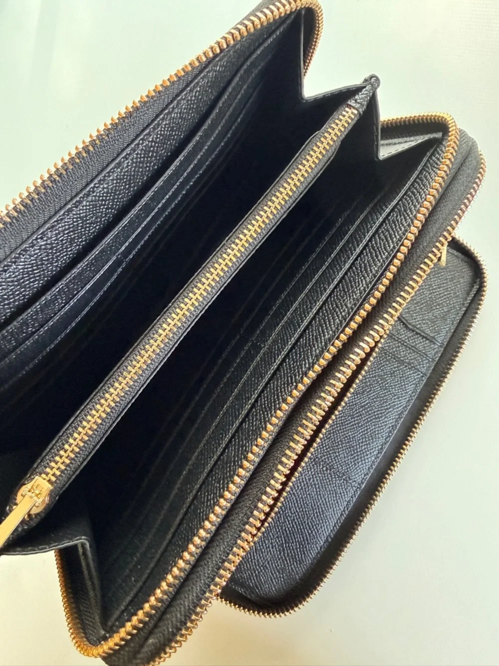 Coach Black Leather Double Zip Wristlet Wallet New With Tags Gold Hardware - Picture 8 of 10